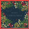 Red Berries Navy Merry Christmas Card