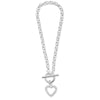 Sterling Silver CZ Heart T-Bar Bracelet