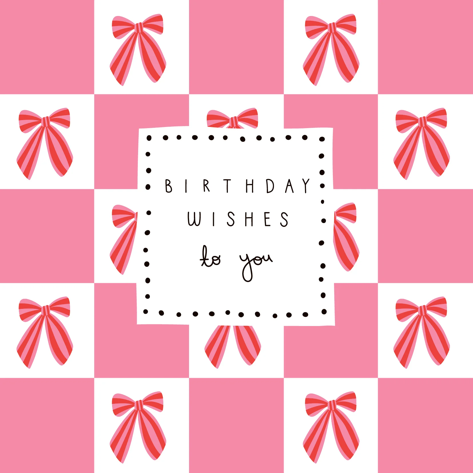 Pink Bow Birthday Wishes Card