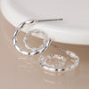 POM Silver Plated Scalloped & Pave Hoop Earrings