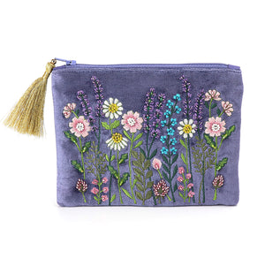 POM Violet Blue Velvet Meadow Zip Purse - More Than Just a Gift | Narborough Hall