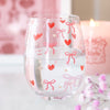 Bow & Heart Print Stemless Glass