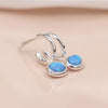 Sterling Silver Round Blue Opal Hoop Earrings