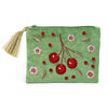 POM Green Velvet Cherry Zip Purse
