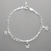 Sterling Silver Double Chain 3 Stars Bracelet