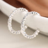 POM Silver Plated Crystal Inset Open Hoop Earrings