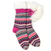 POM Bright Pink Fair Isle Sherpa Slipper Socks