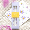 Purple Daisy Set of 3 Taper Candles