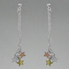Sterling Silver 3-Tone Triple Star Earrings
