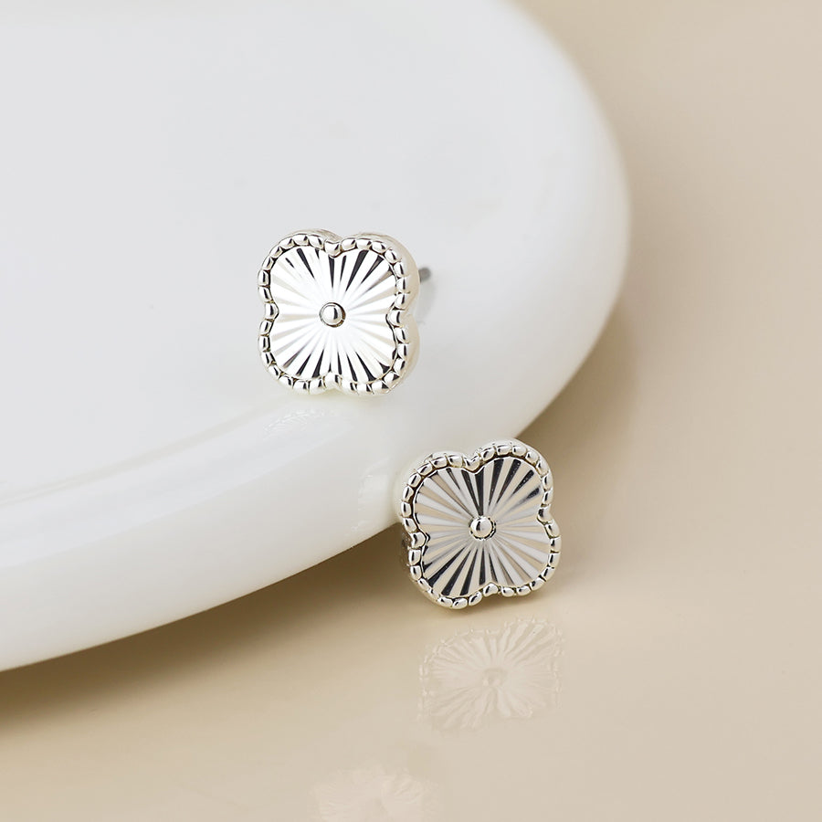 POM Silver Plated Quatrefoil Stud Earrings - More Than Just a Gift | Narborough Hall