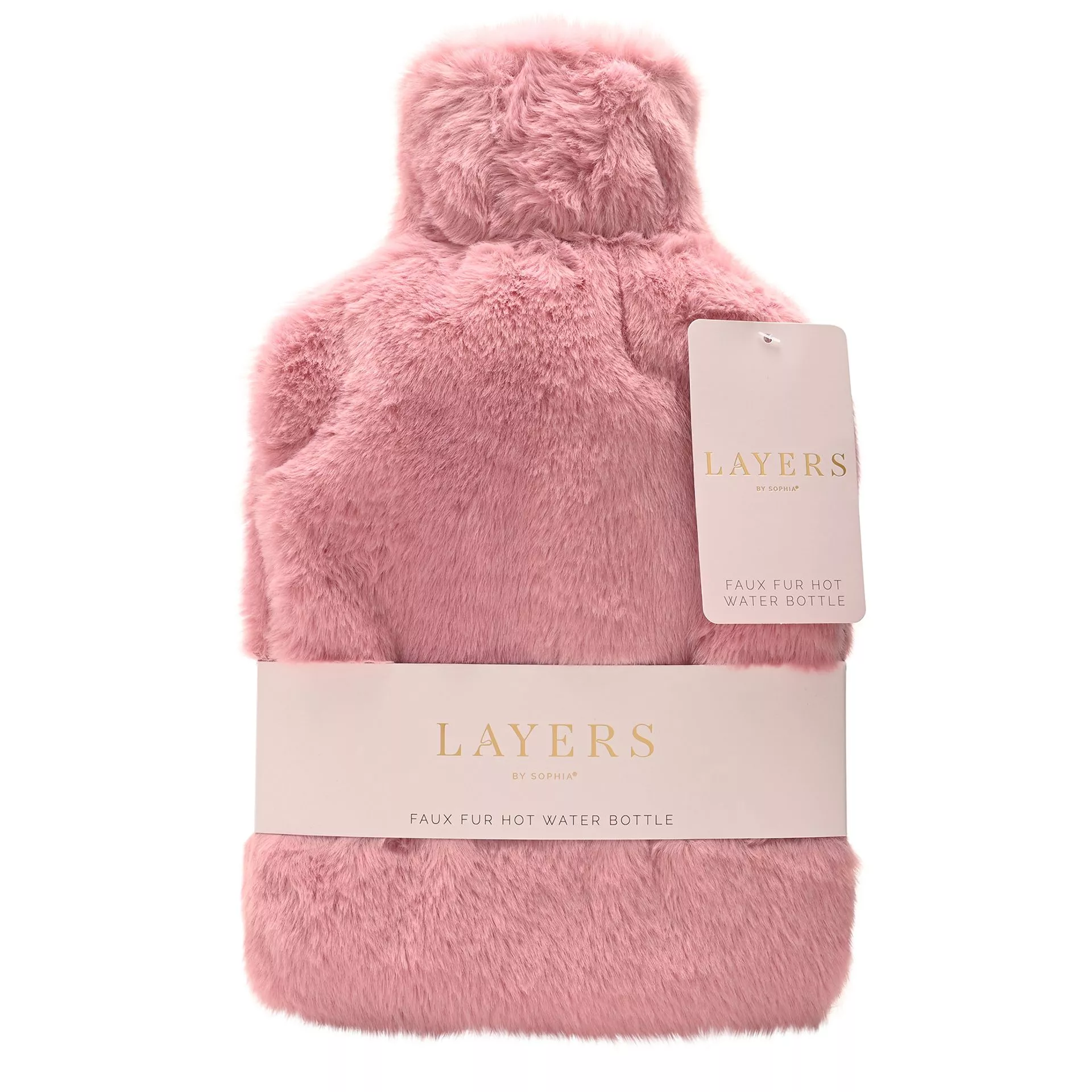 Sophia Layers Soft Faux Fur Hot Water Bottle - Pink
