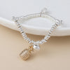 POM Silver Plated Beaded Bracelet with Pineapple & Heart Charms - More Than Just a Gift | Narborough Hall