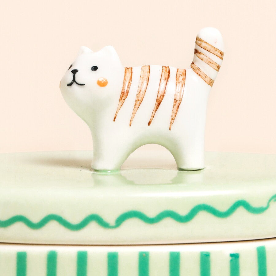 Lisa Angel Green Cat Trinket Pot