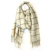 POM Cream Fine Checkered Fringe Scarf