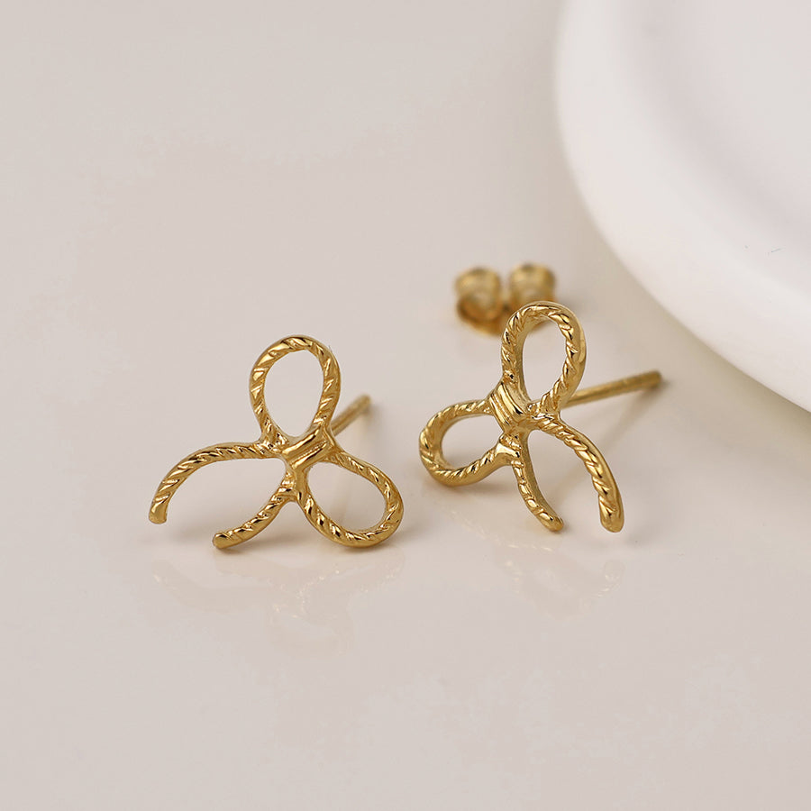 POM Sterling Silver Gold Plated Bow Earrings - More Than Just a Gift | Narborough Hall