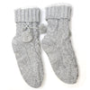 POM Grey Cable Knit Sherpa Slipper Socks