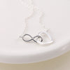 Sterling Silver Linked Heart & Infinity Necklace