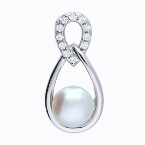 Sterling Silver Freshwater Pearl & CZ Teardrop Necklace - More Than Just a Gift | Narborough Hall