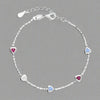 Sterling Silver Multicolour CZ Heart Bracelet