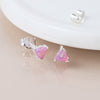 Sterling Silver Pink Opal Heart Stud Earrings
