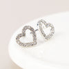 POM Silver Plated Crystal Heart Studs