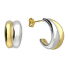 Sterling Silver Two Tone Ridged Hoop Earrings