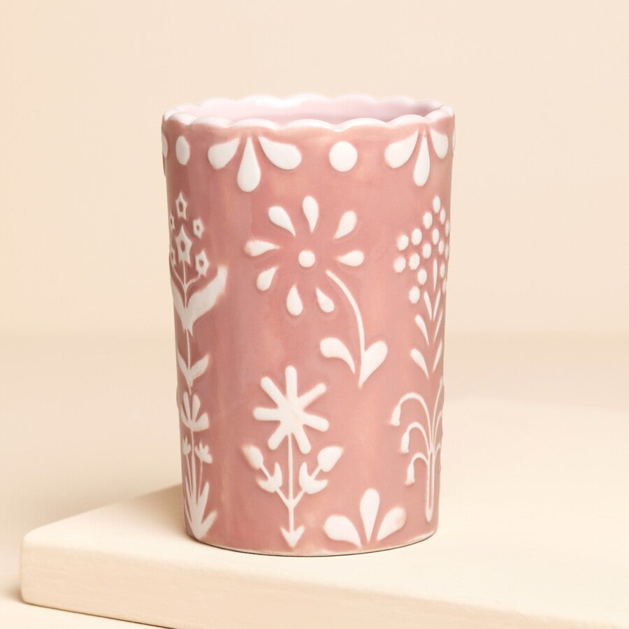 Lisa Angel Pink Scalloped Edge Tumbler