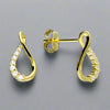 Sterling Silver Gold Plated Teardrop Twist CZ Earrings