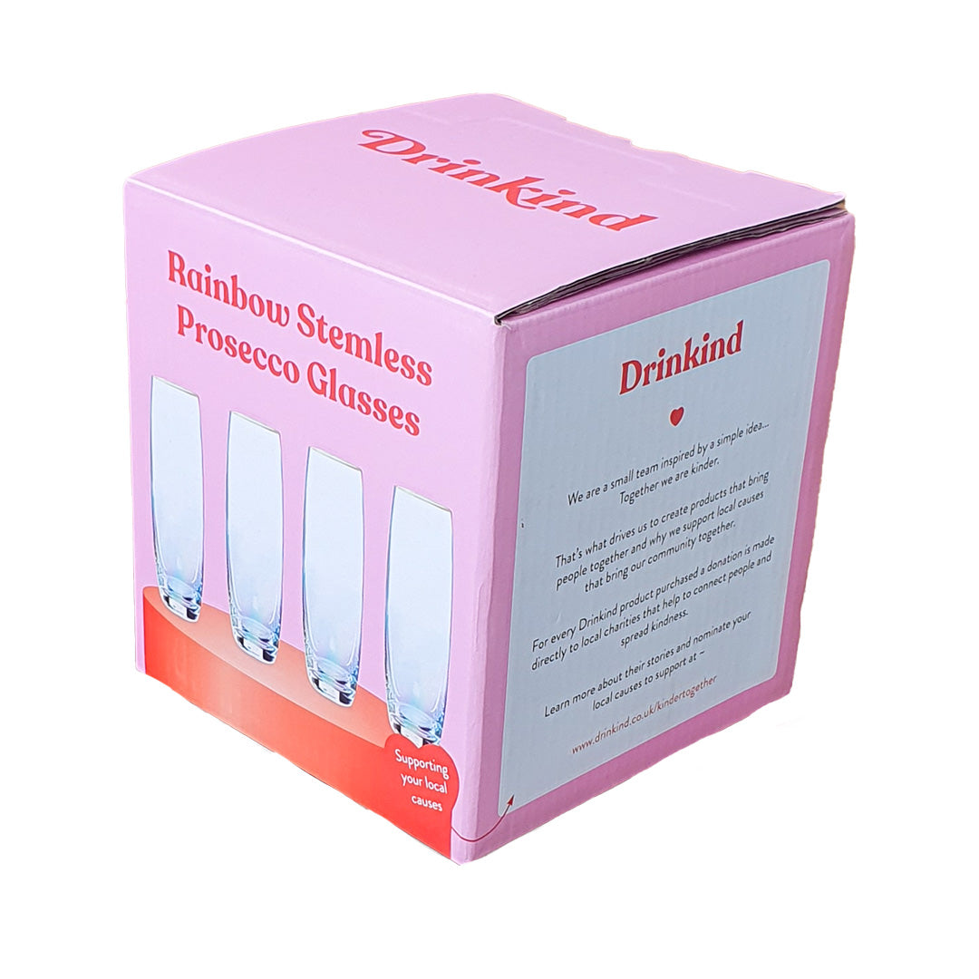 Drinkind Rainbow Stemless Prosecco Glasses