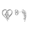 Sterling Silver Heart Outline CZ Flow Stud Earrings