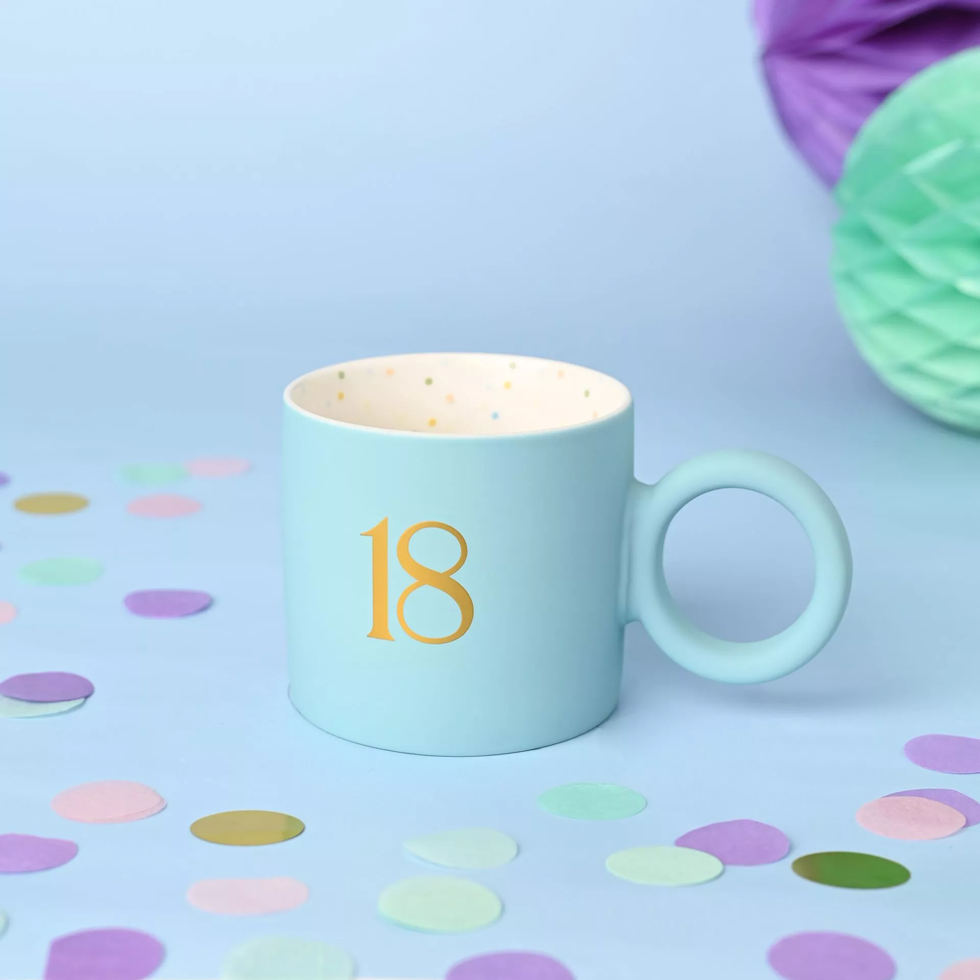 18 Blue Confetti Mug