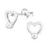 Sterling Silver Heart Outline with Pearl Stud Earrings - More Than Just a Gift | Narborough Hall