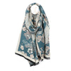 POM Dusky Teal Crane Floral Scarf
