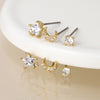 POM Golden Triple Moon, Star & Crystal Earring Set
