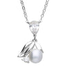 Sterling Silver Delicate Pearl And Cubic Zirconia Necklace