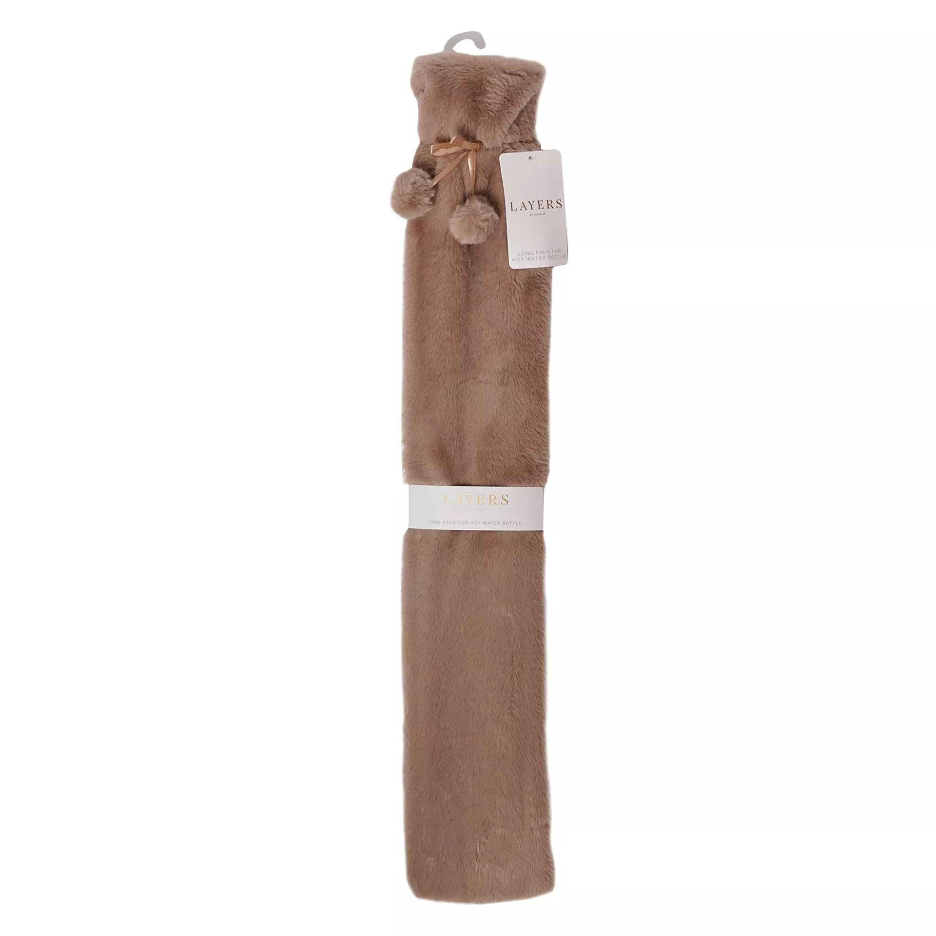 Sophia Layers Soft Faux Fur Long Hot Water Bottle - Taupe