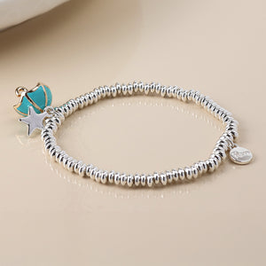 POM Silver Plated Beaded Bracelet with Star & Umbrella Charms - More Than Just a Gift | Narborough Hall
