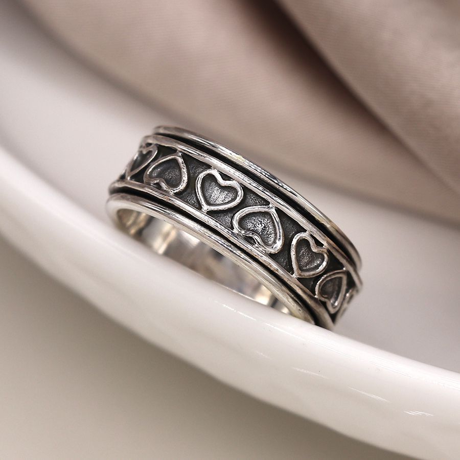 POM Sterling Silver Multi Heart Spinning Ring