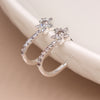 POM Silver Plated Lobe Hugger Earrings with Crystal Flower