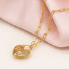 POM Faux Gold Heart Chain Necklace