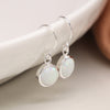 Sterling Silver Round Opal Drop Earrings