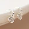POM Silver Plated Crystal Heart Charm Earrings