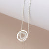 POM Silver Plated Heart & Circle Crystal Necklace