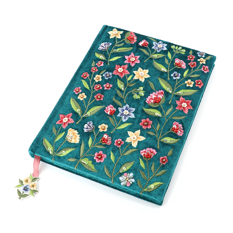 POM Teal Velvet Floral Notebook - More Than Just a Gift | Narborough Hall