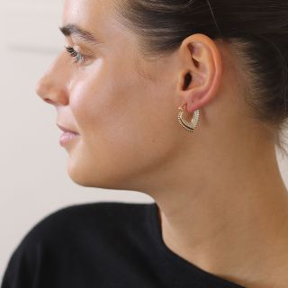 POM Faux Gold V-Point Hoop Earrings