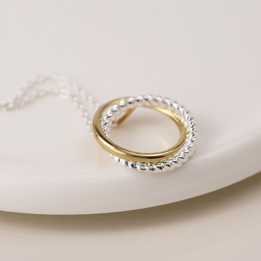 POM Sterling Silver & Gold Plated Entwined Hoop Necklace - More Than Just a Gift | Narborough Hall