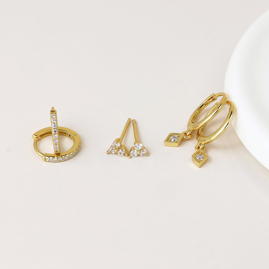 POM Golden Crystal Hoops & Studs Earring Set - More Than Just a Gift | Narborough Hall