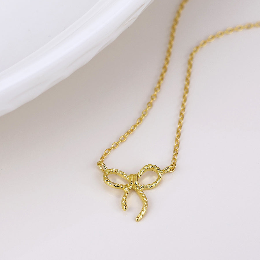 POM Sterling Silver Gold Plated Bow Necklace - More Than Just a Gift | Narborough Hall