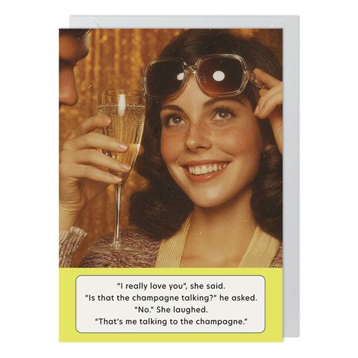 Back in a Jiffy Champagne Card