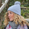 POM Grey Recycled Yarn Herringbone Cable Knit Hat
